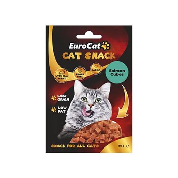 EuroCat Düşük Tahıllı Catnipli Somonlu Küp Kedi Ödül Maması 50 Gr