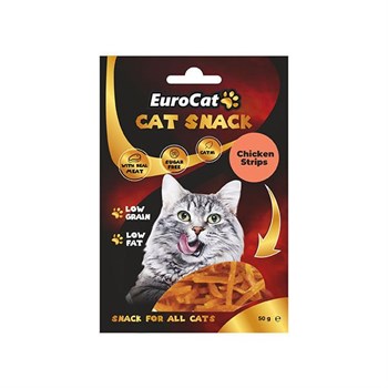 EuroCat Düşük Tahıllı Catnipli Tavuklu Şerit Kedi Ödül Maması 50 Gr