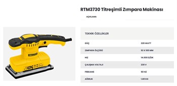 Rtrmax RTM 3730 Titreşimli Zımpara Makinası 320 W