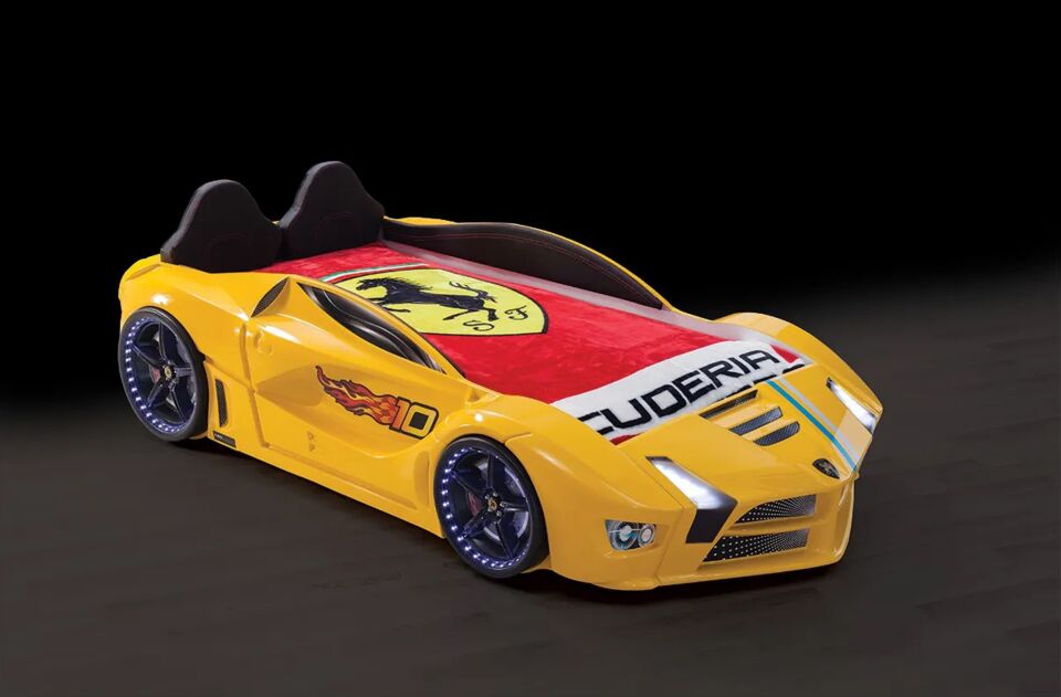 Kaju Carbeds Arabalı Çocuk Yatak Luxury Full Sarı