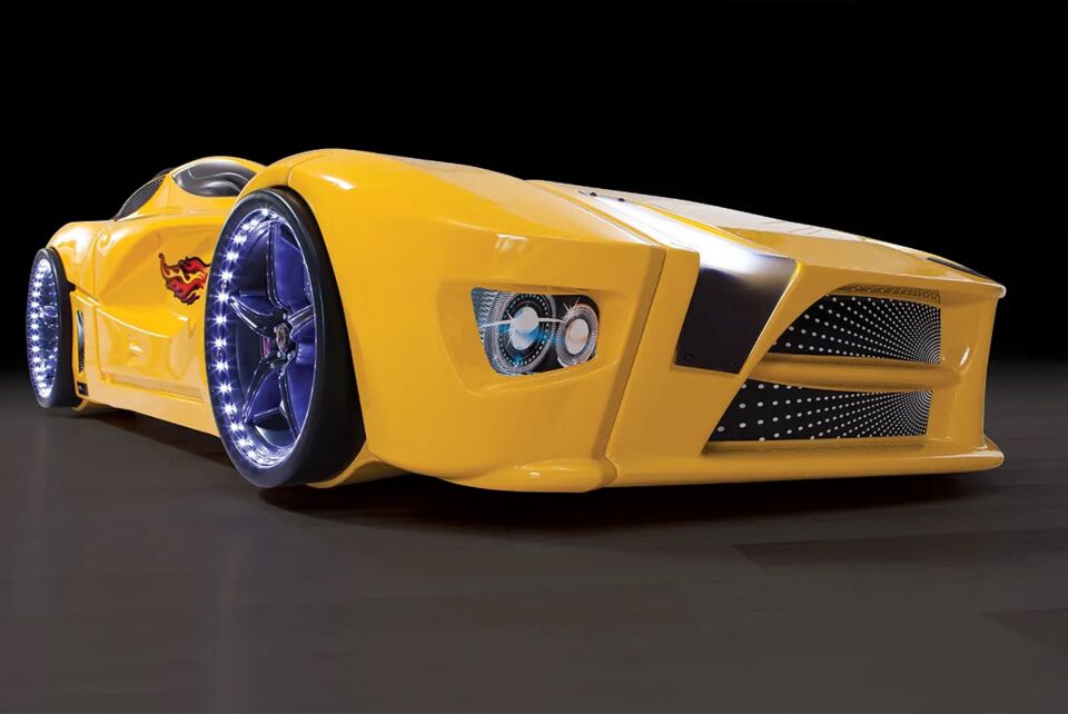 Kaju Carbeds Arabalı Çocuk Yatak Luxury Full Sarı