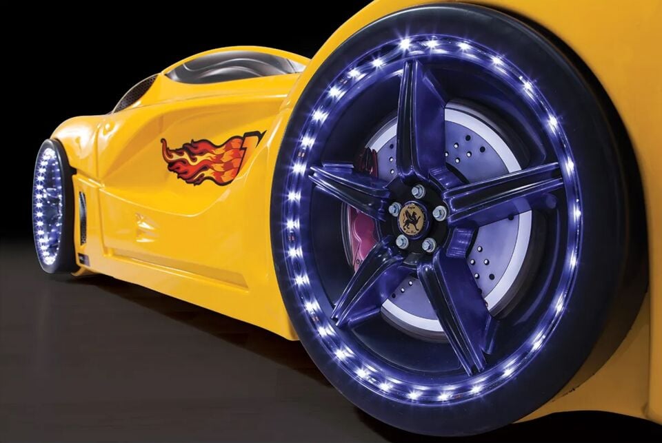 Kaju Carbeds Arabalı Çocuk Yatak Luxury Full Sarı