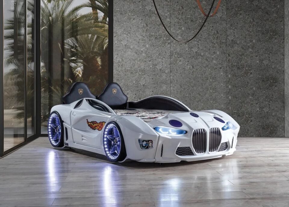 Kaju Carbeds Arabalı Çocuk Yatak Gtm Premium Beyaz