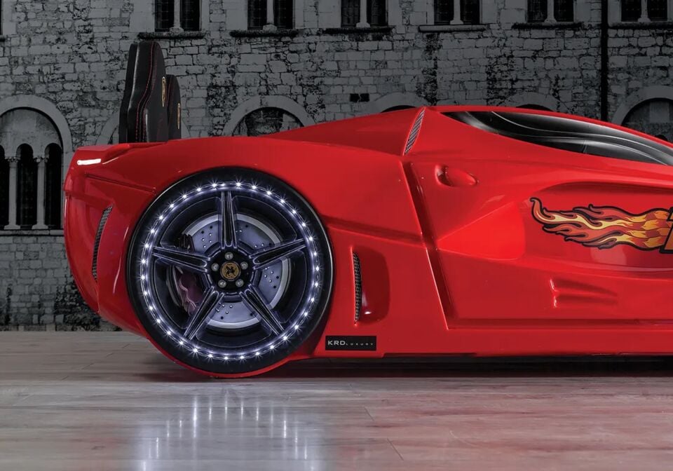 Kaju Carbed Arabalı Çocuk Yatak GTM Premium Kırmızı