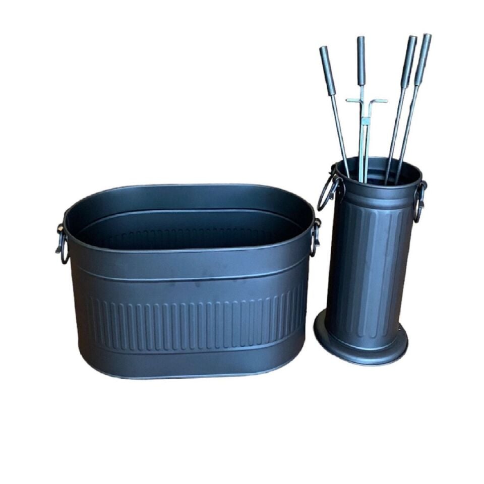 Miss Worble Siyah Oval Odunluk ve Maşa Takımı Set