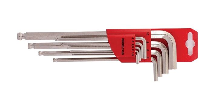 İzeltaş 4906003109 Yuvarlak Başlı Allen Anahtar Takımı Altı Köşe Uzun Boy 9 Parça