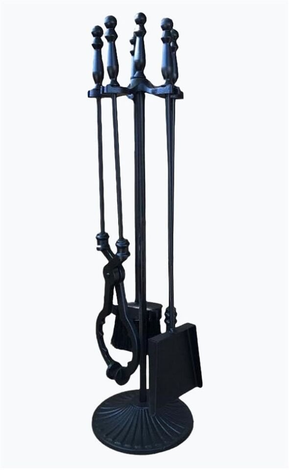 Serra Şömine Maşa Takımı Yuvarlak Ayaklı Siyah