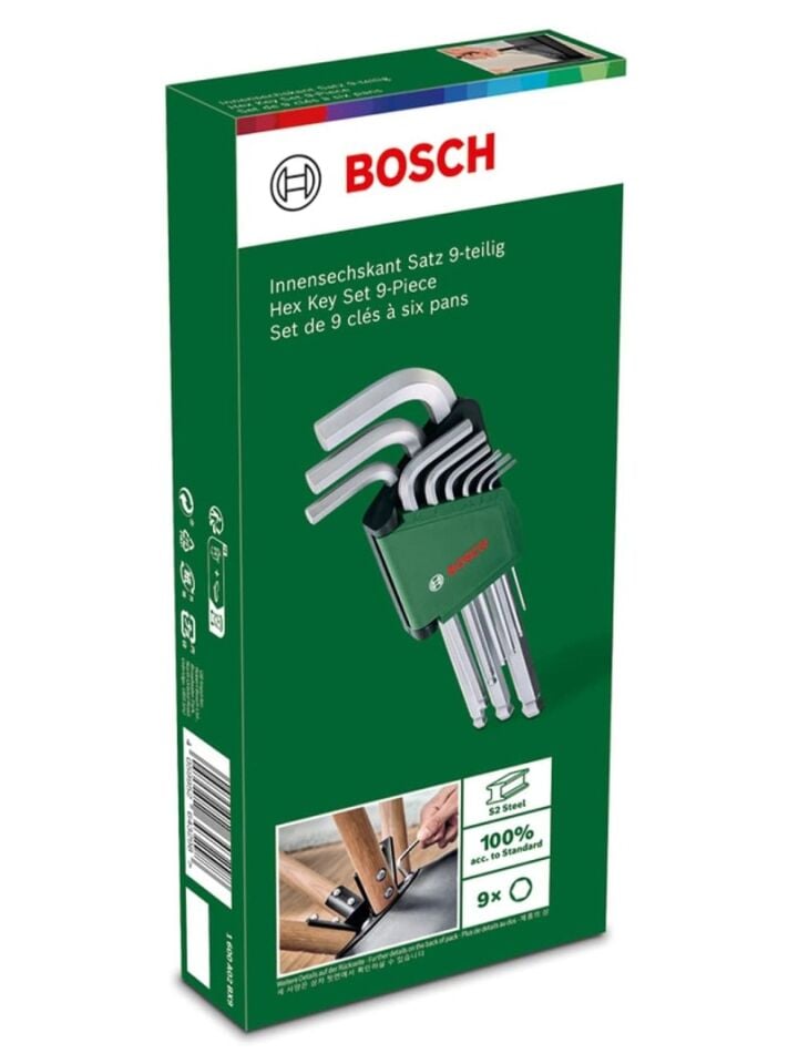 Bosch Allen Anahtar Takımı Hex 9 Parça 1600 A02 BX9
