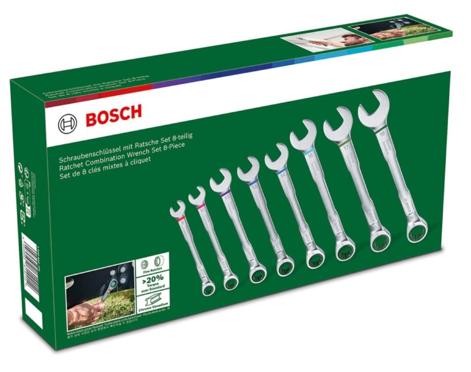 Bosch Cırcırlı Kombine Anahtar Seti 8 Parça 1600 A02 7PS
