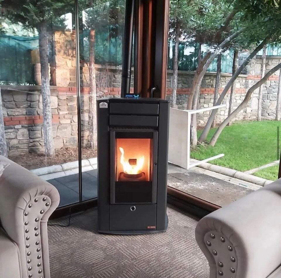 Kozlusan Airsmartpel Pelet Soba 11 kW Siyah Steel