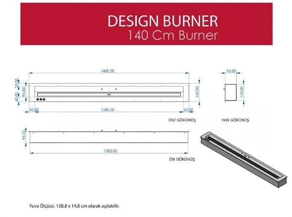 Starfire Design Burner Bioethanol Şömine 140 cm