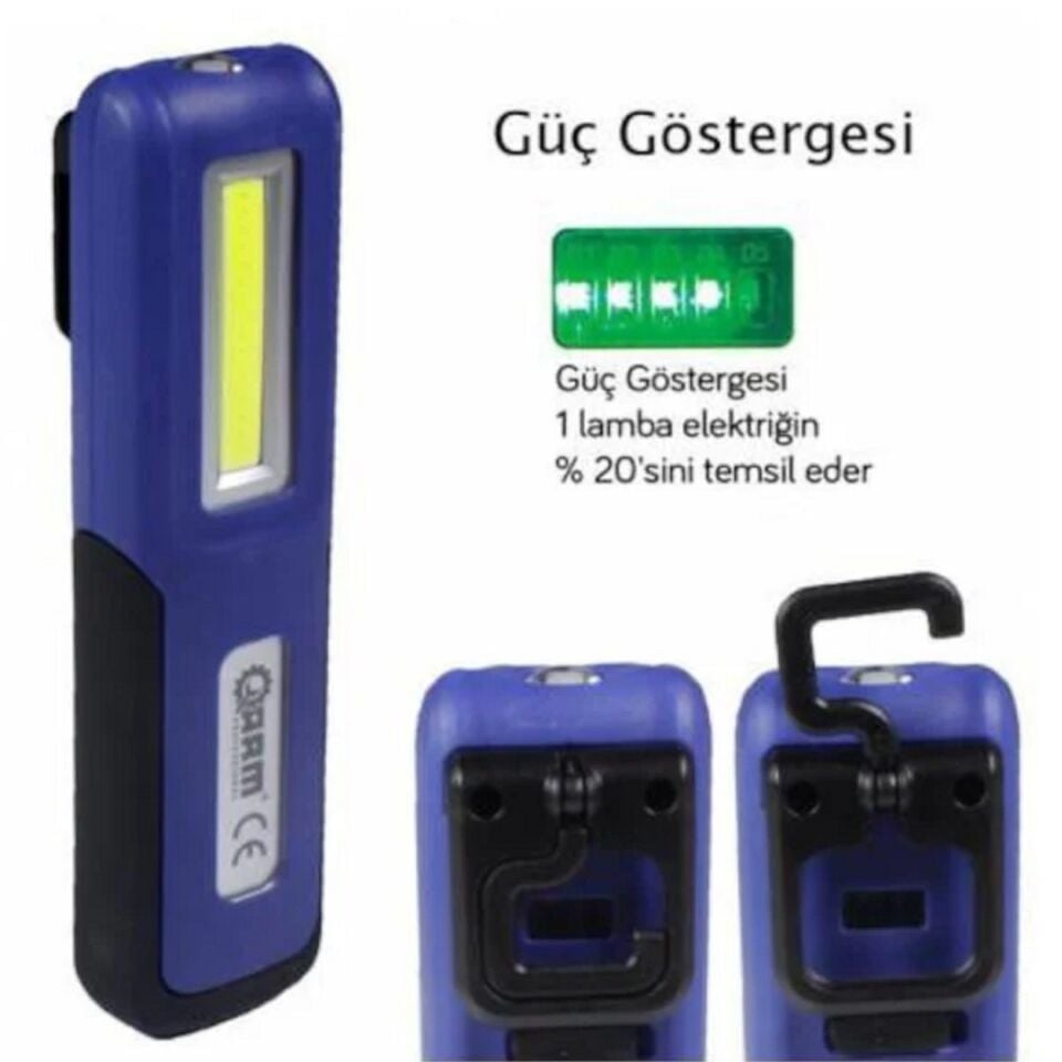 Arm Profesyonel Esen109 420 Lümen Şarjlı Mıknatıslı Led Fener Lamba Powerbank