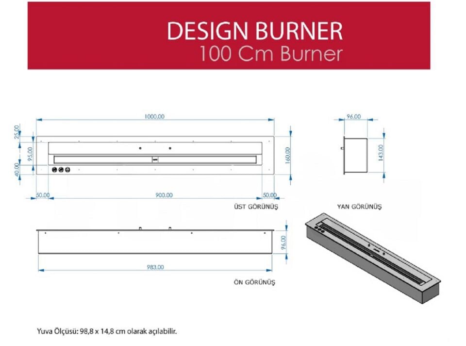 Starfire Design Burner Bioethanol Şömine 100 cm