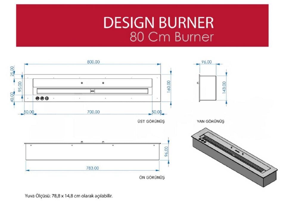 Starfire Design Burner Bioethanol Şömine 80 cm