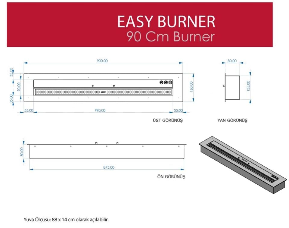 Starfire Easy Burner Bioethanol Şömine 90 cm