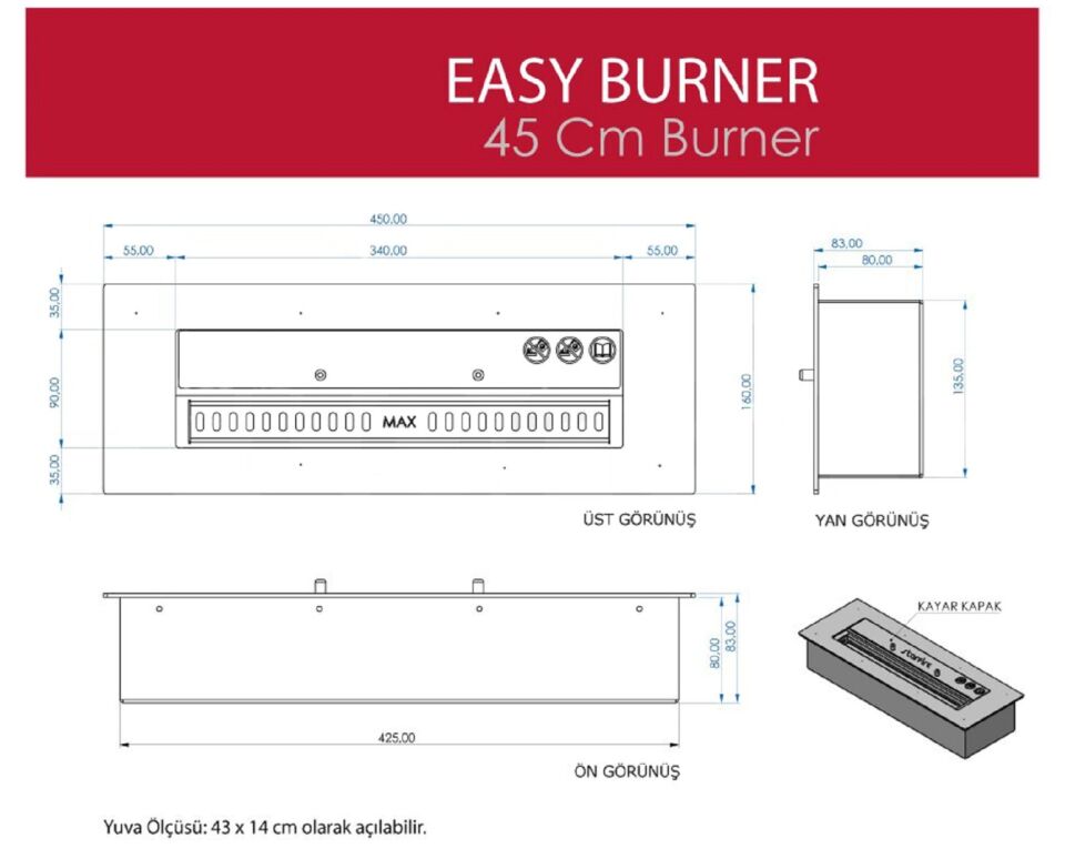 Starfire Easy Burner Bioethanol Şömine 45 cm