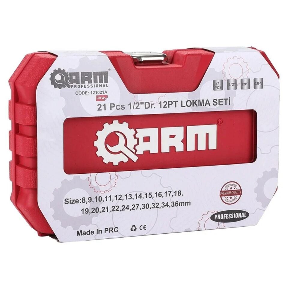 Arm Profesyonel 21 Parça 1/2 12 Köşe Lokma Takımı