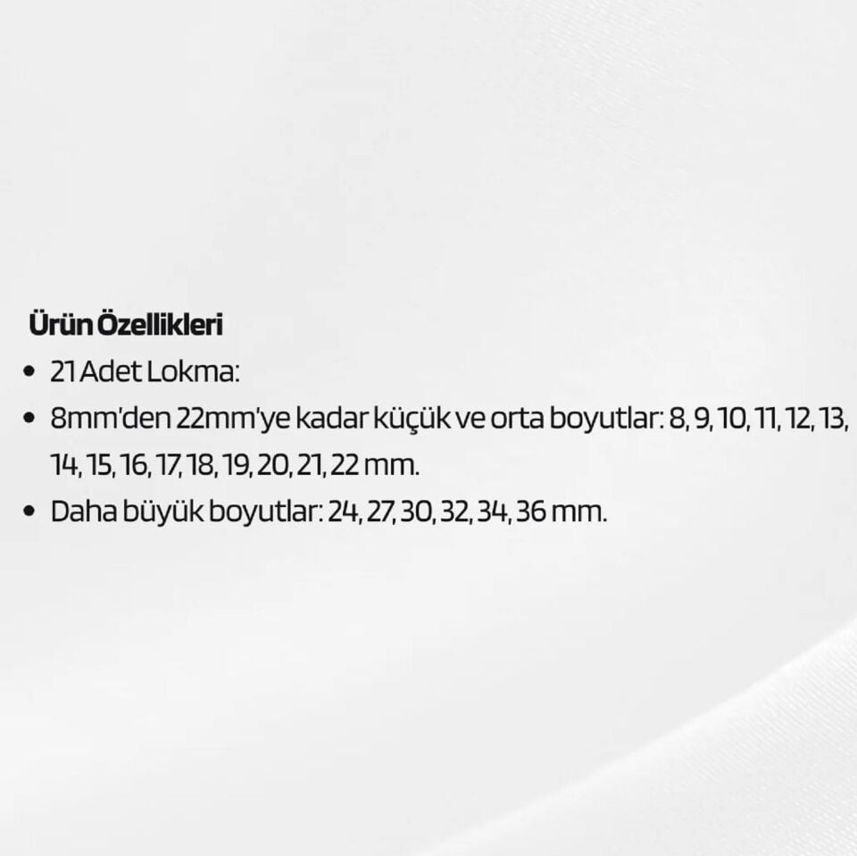 Arm Profesyonel 21 Parça 1/2 12 Köşe Lokma Takımı