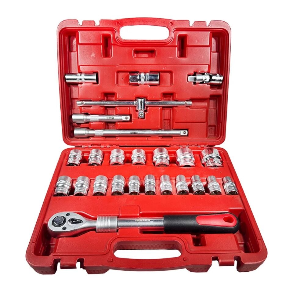 Arm Profesyonel 25 Parça 1/2'' 6 Köşe Uzatmalı Cırcırlı Lokma Takımı