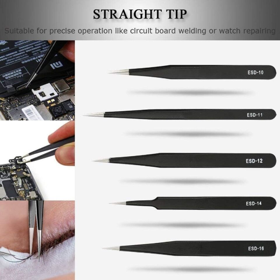 UF TOOLS ESD 9 Parça Paslanmaz Çelik Cımbız Seti