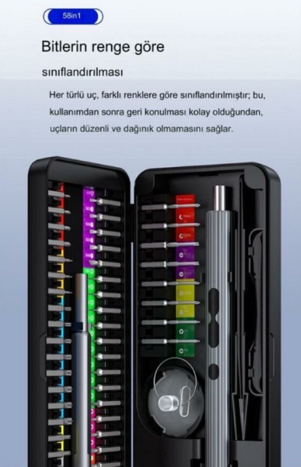 UF TOOLS KS-882058 58 Parça Mini Lithiumbattery Akülü Tornavida Dıy Uçlu