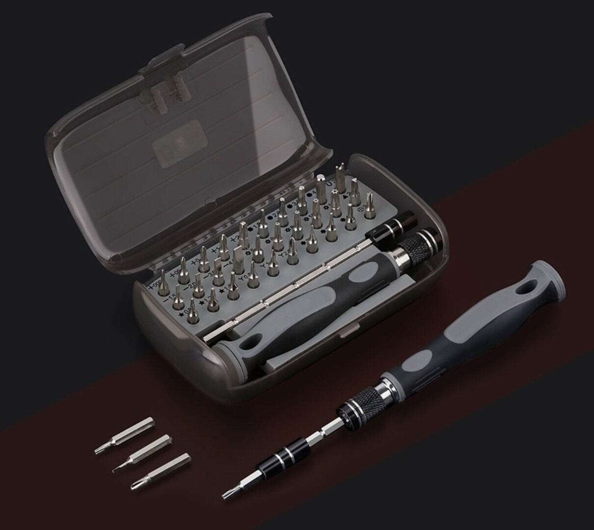 UF TOOLS KS-840084 32 Parça Taşınabilir Şeffaf Kutulu Hassas Manyetik Mini Tornavida Seti