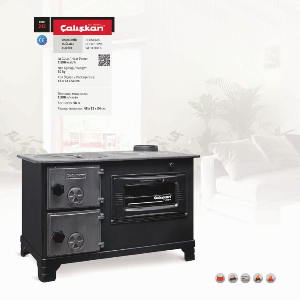 Çalışkan Kuzine Tuğlalı Mat Siyah 213