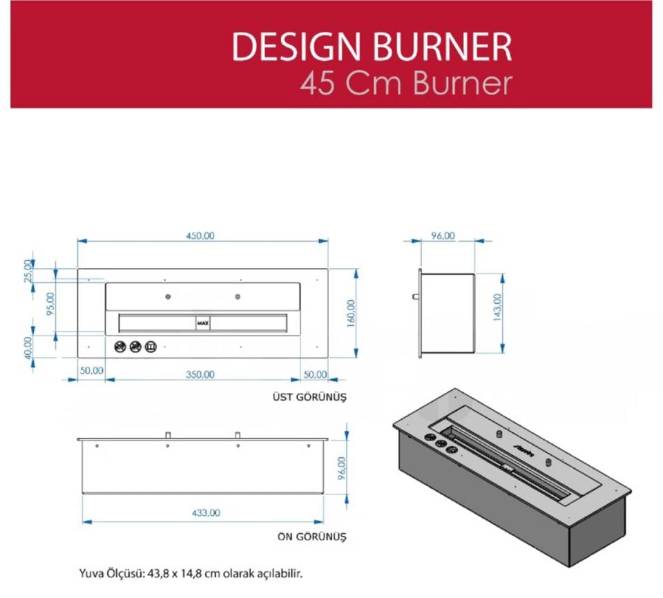 StarFire Design Burner Bioethanol Şömine 45 cm