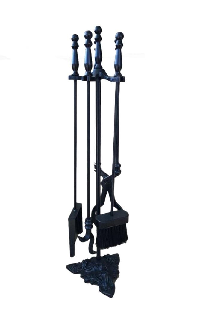 Serra Şömine Maşa Takımı Üçgen Ayaklı Siyah