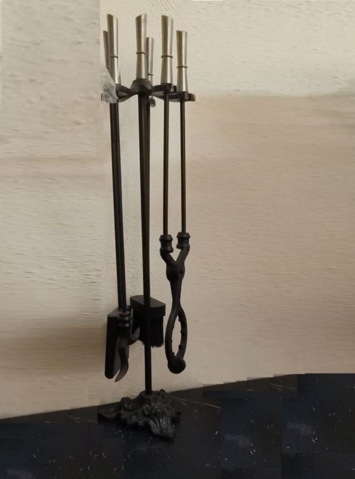 Serra Şömine Maşa Takımı Kesik Baş Krom Üçgen Ayak