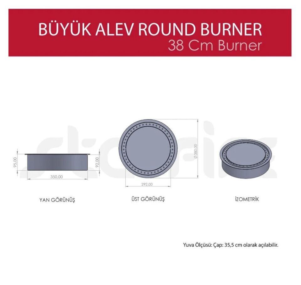 Starfire Yuvarlak Büyük Alev Burner 38 cm