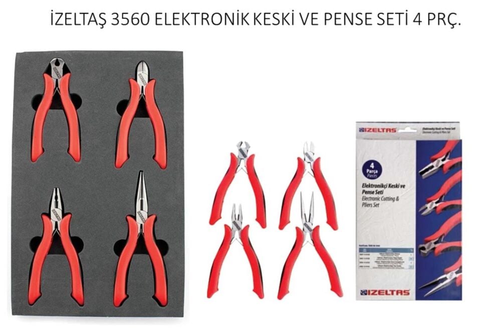 İzeltaş Elektronikçi Keski ve Pense Seti 4 Parça 3560 00 2104