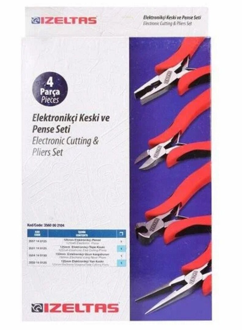 İzeltaş Elektronikçi Keski ve Pense Seti 4 Parça 3560 00 2104