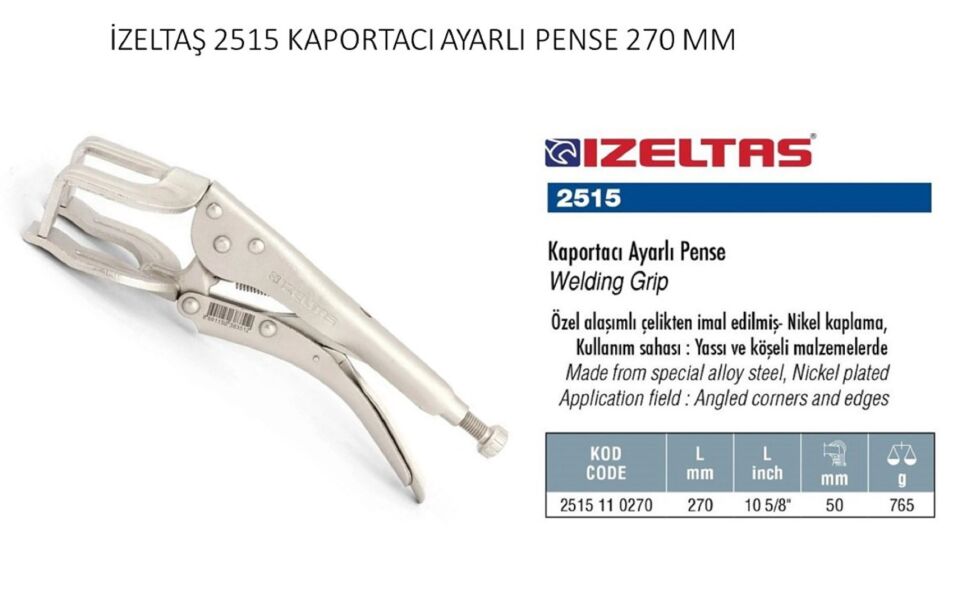 İzeltaş Kaportacı Ayarlı Pense Krom ‎2515 11 0270