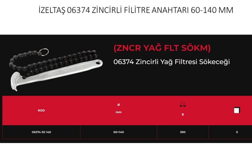İzeltaş Zincirli Filtre Sökeceği 60 X 140 Mm 06374 50 140