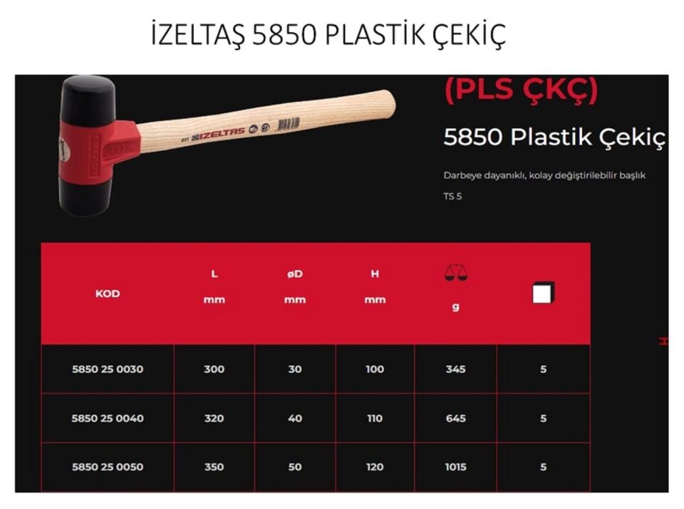 İzeltaş Plastik Çekiç 5850 25 0050