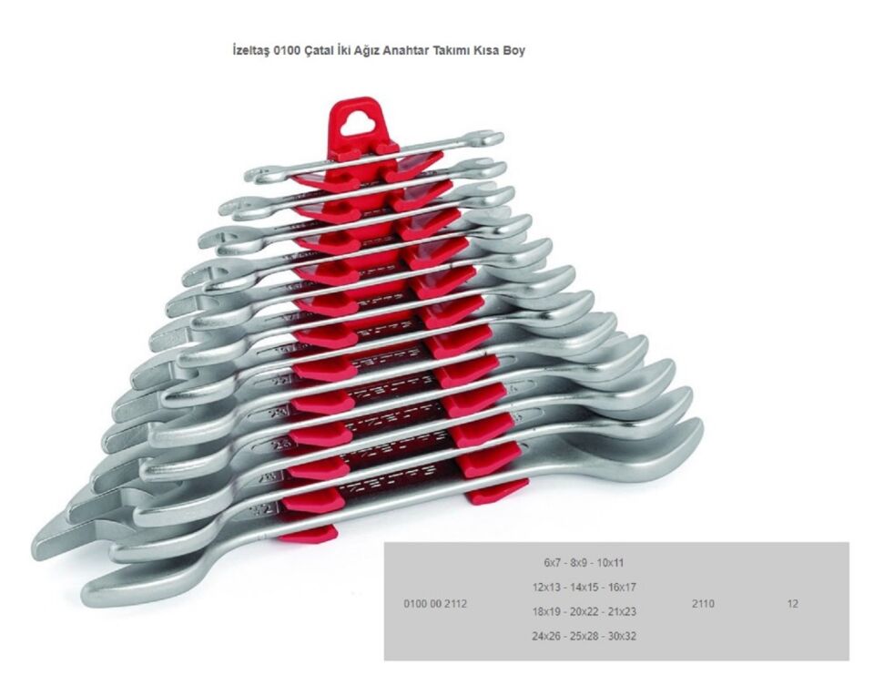 İzeltaş Çatal İki Ağız Kısa Boy Anahtar Takımı 0100 00 2112