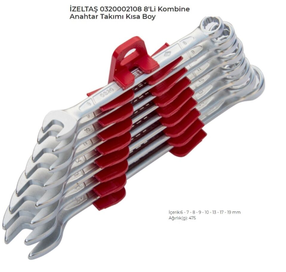 İzeltaş Kombine Kısa Boy Anahtar Takımı 0320 00 2108 8 Parça