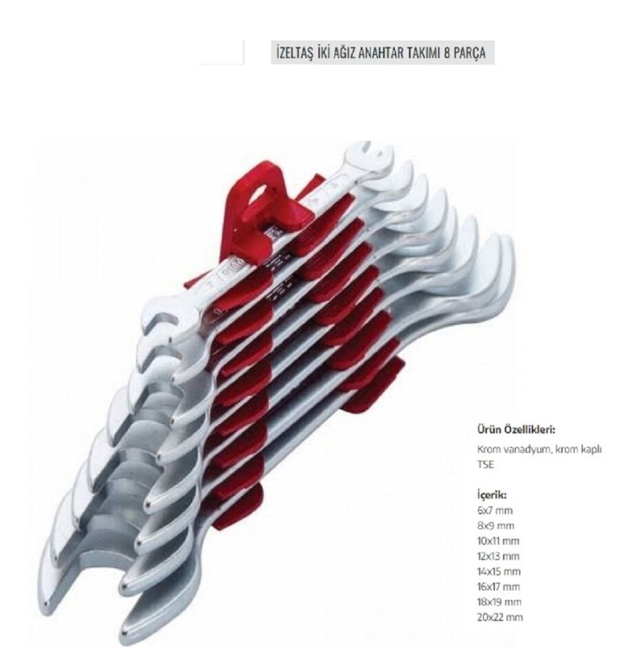 İzeltaş İki Ağız Anahtar Takımı 8 Parça 0100 00 2108