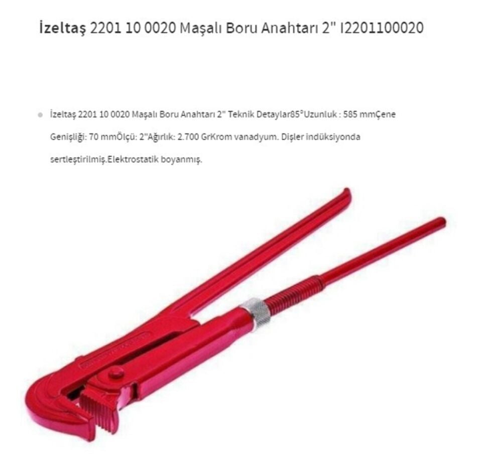 İzeltaş Maşalı Boru Anahtarı 2 Inch 2201 10 0020