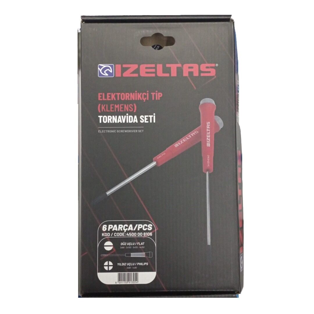 İzeltaş 4500 00 8106 Elektronikçi Tip Klemens Tornavida Seti 6 Parça