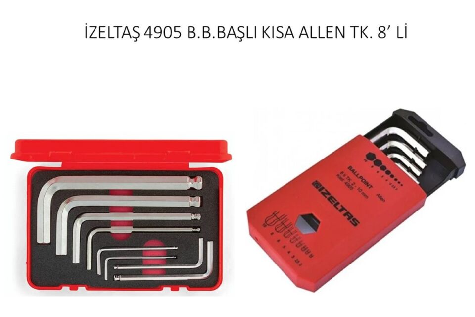 İzeltaş Yuvarlak Başlı Allen Anahtar Takımı 8 Parça 4905 00 7108