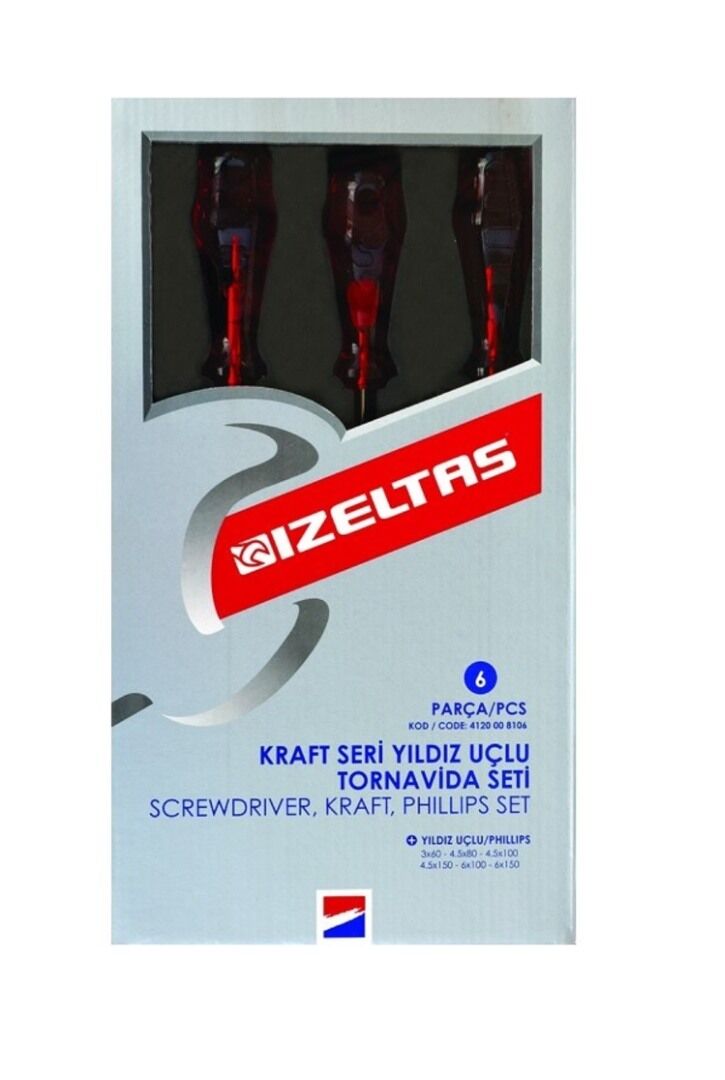 İzeltaş 4120 00 8106 Kraft Seri Yıldız Uçlu Tornavida Seti 6 Parça