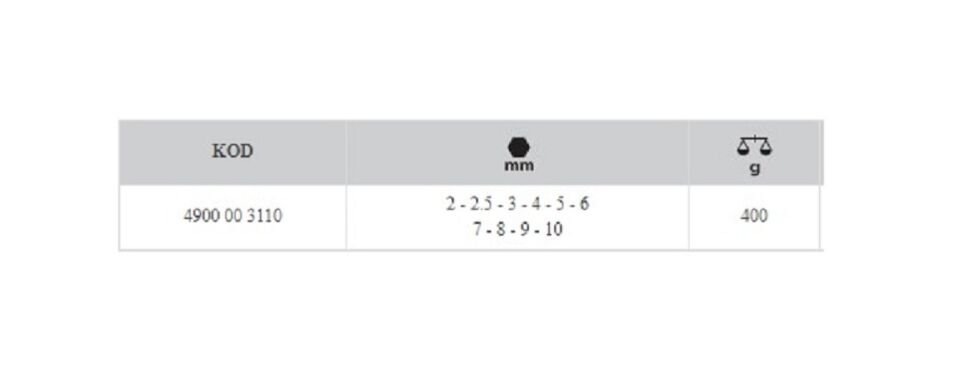 İzeltaş 4900 00 3110 Allen Anahtar 10 Parça