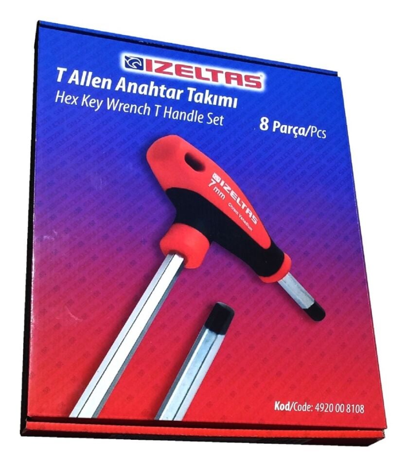 İzeltaş 4920 00 8108 T Tipi Allen Anahtar Takımı 8 Parça