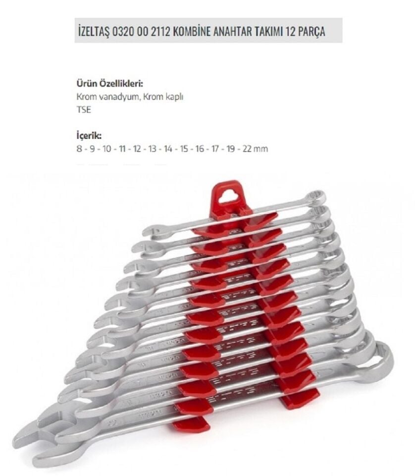 İzeltaş Parça Kombine Anahtar Takımı 0320 00 2112 12 Parça