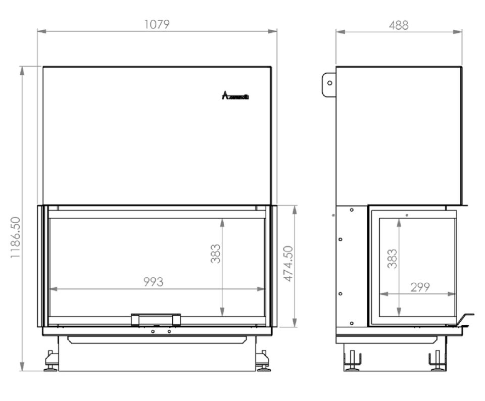A.Caminetti Crystal Asansörlü Çelik Şömine Haznesi 110 Eco Üç Açık
