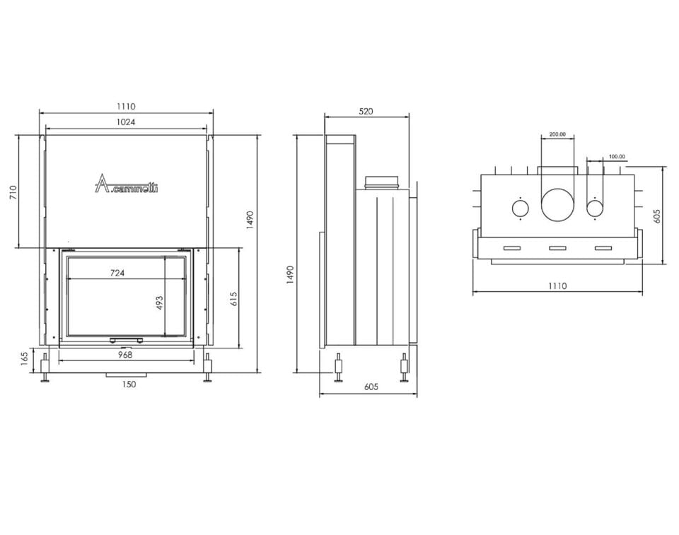 A Caminetti Asansörlü Şömine Haznesi Flat 75 x 50 cm