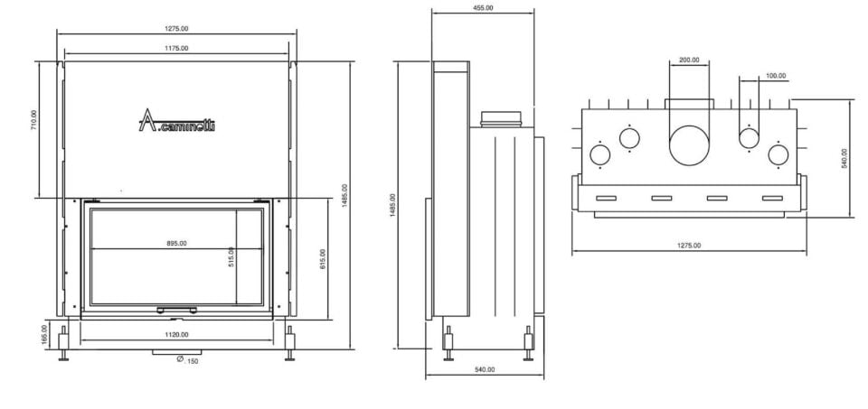 A Caminetti Asansörlü Şömine Haznesi Flat 90 x 50 cm