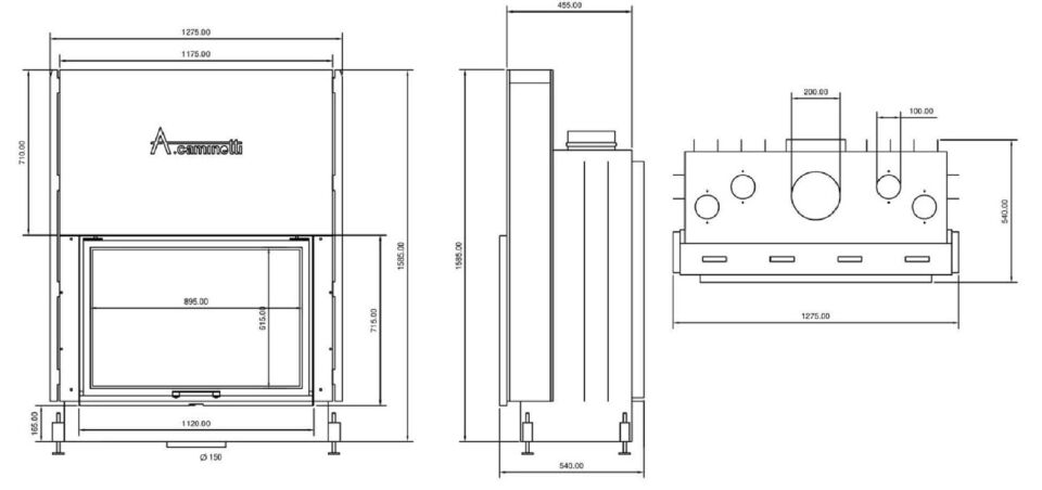 A Caminetti Asansörlü Şömine Haznesi Flat 90 x 60 cm